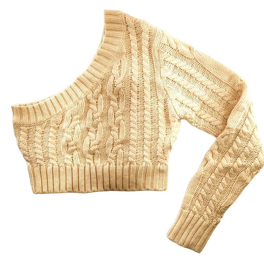 Beige Botany - Knit One Shoulder Sweater - Cream
